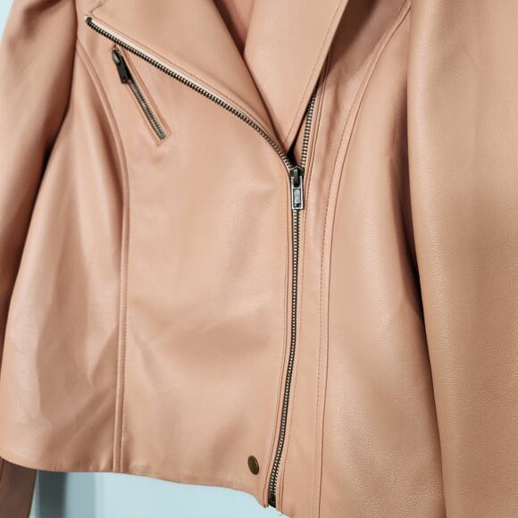 Marie Oliver Maeve Moto Jacket Vegan Leather in Beige Blush, S - Picture 4 of 11
